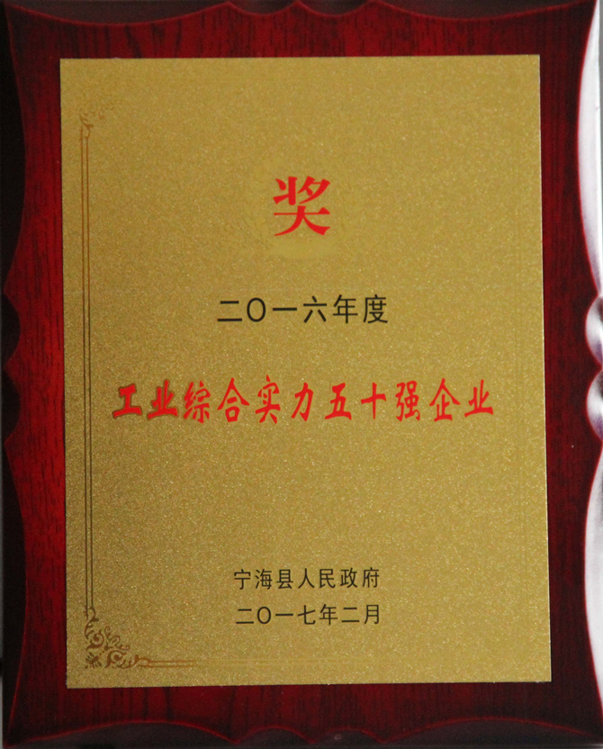 華寶公司榮獲&ldquo;2016年度寧?？h工業(yè)綜合實(shí)力五十強(qiáng)&rdquo;